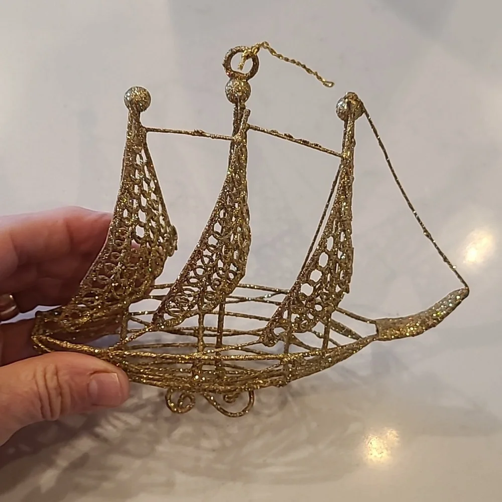 Gold Wire Sailboat Ornament